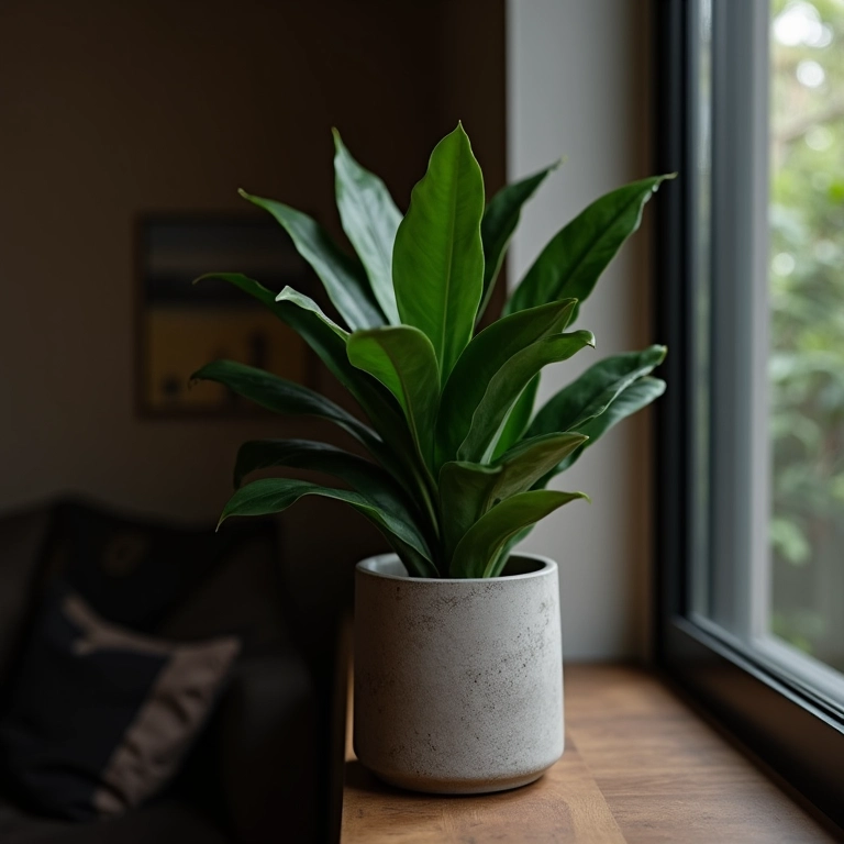 Zamioculcas, a rainha da resistência, em um vaso moderno.