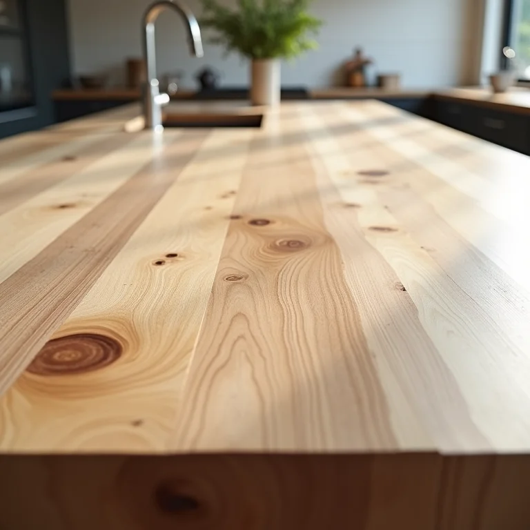 Acabamentos inadequados no balcão da cozinha, com manchas e riscos