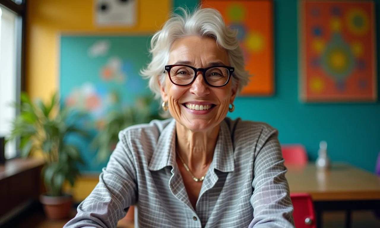 Accidental Icon, 50 anos, professora, fashionista em escritório colorido em São Paulo.