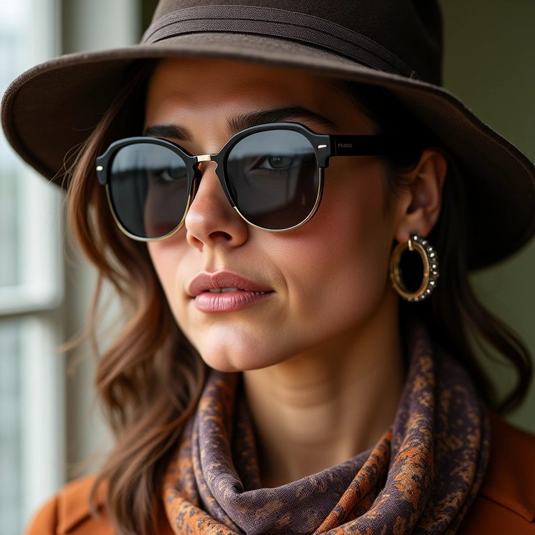 Acessórios combinando com chapéu borsalino.