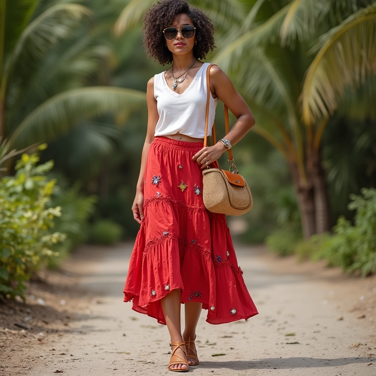 Acessórios que complementam look com saia pareô.