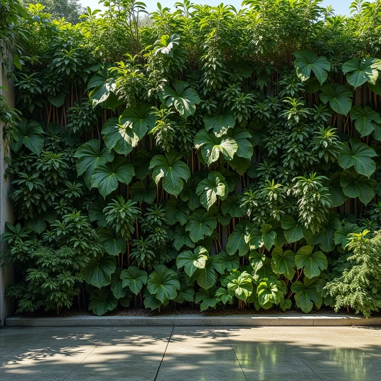 Acúmulo de água em jardim vertical indicando falta de drenagem.