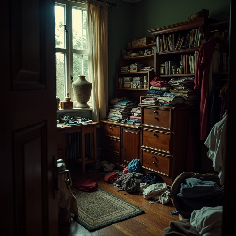 Acúmulo de objetos e desordem em um quarto