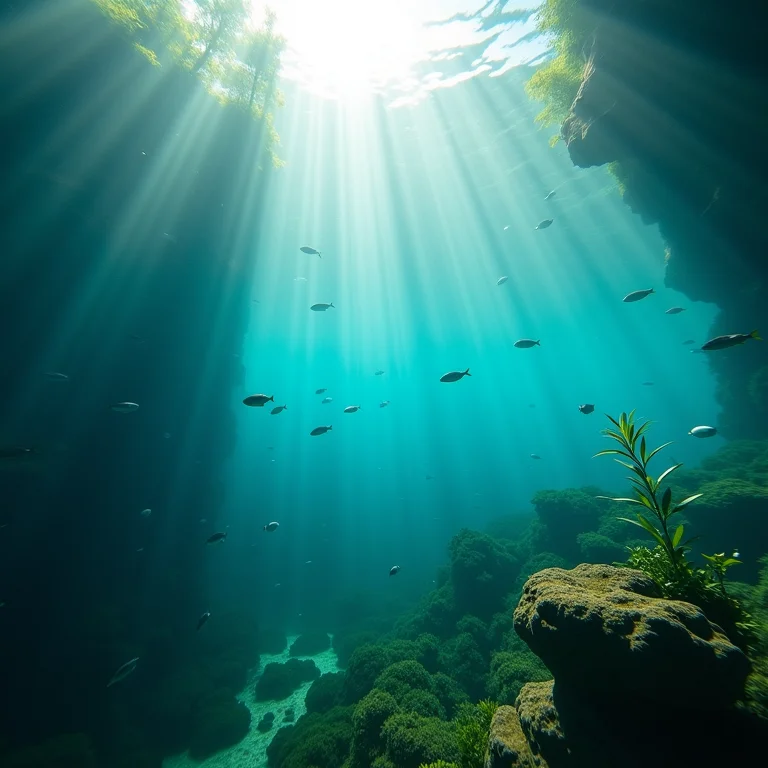 Águas cristalinas do Rio Sucuri em Bonito, MS.