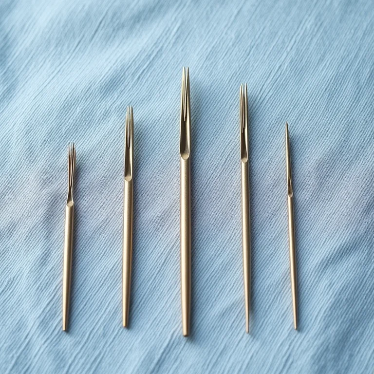 Agulhas de diferentes tamanhos para bordar jeans.