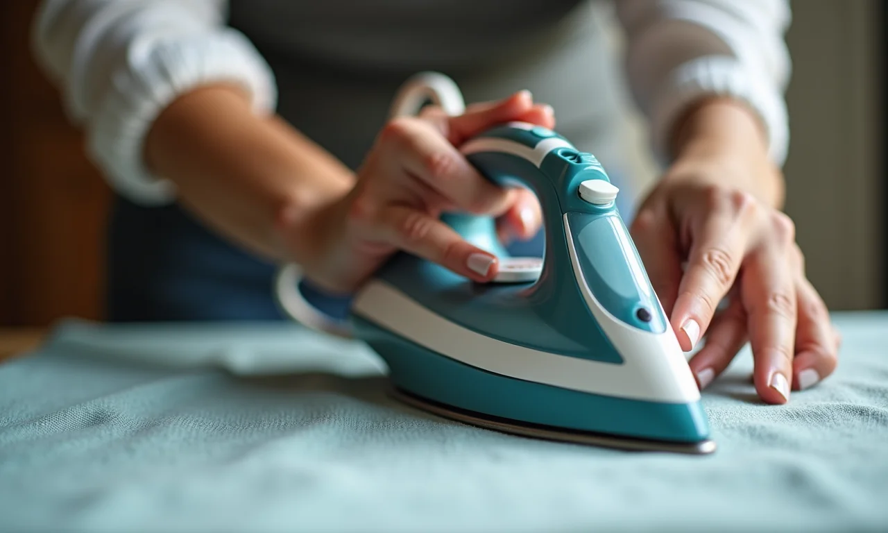 Ajustando a temperatura do ferro para o tipo de tecido.