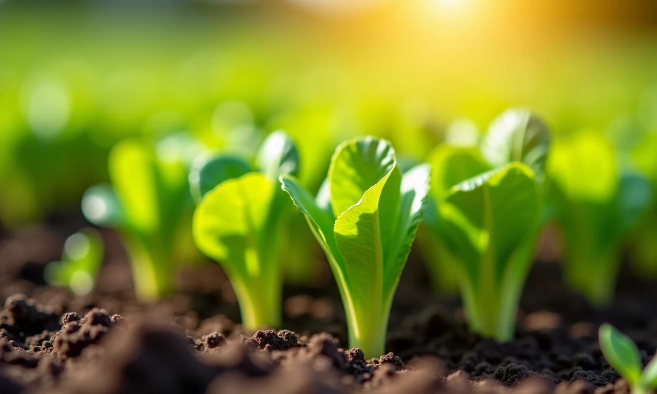 Alface crescendo em uma horta.