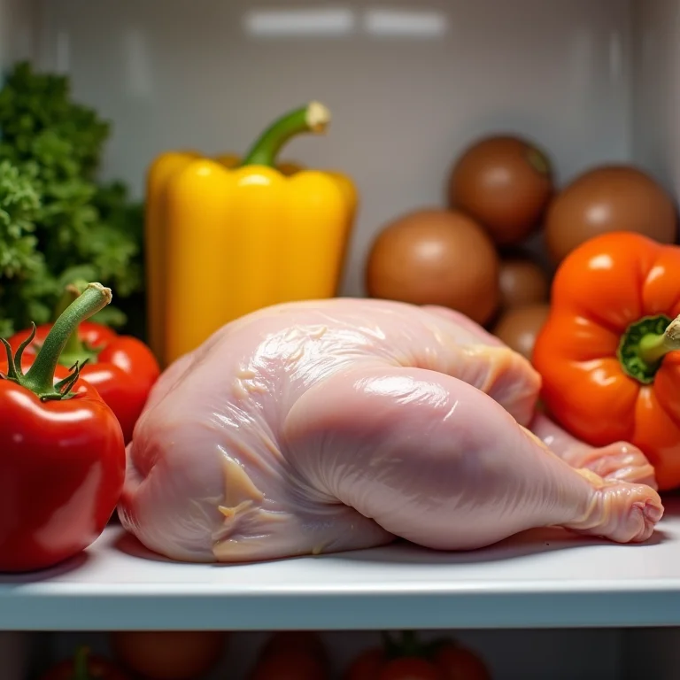 Alimentos crus e cozidos juntos na geladeira