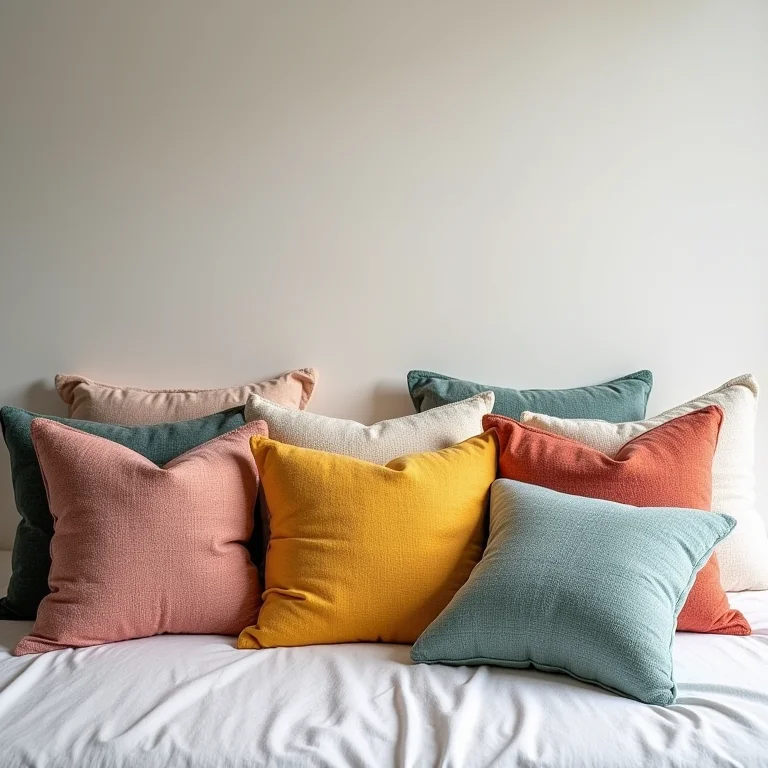 Almofadas coloridas e estilosas decorando o quarto