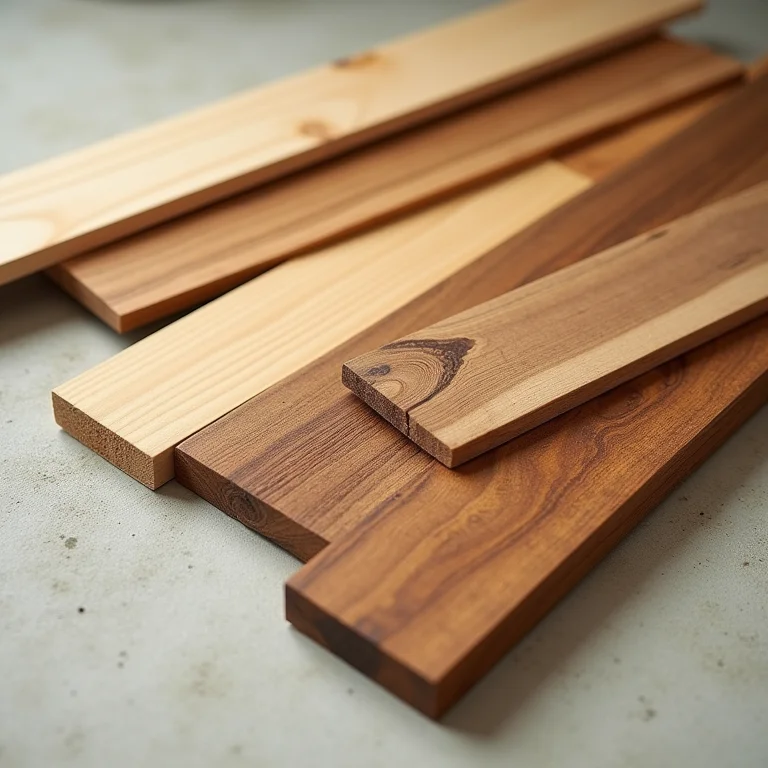 Amostras de diferentes tipos de madeira para varanda