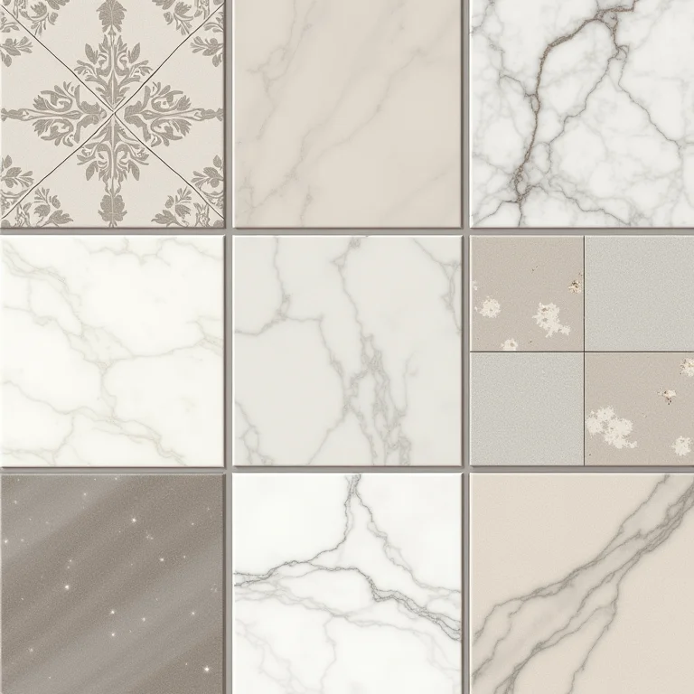 Amostras de ladrilhos de cozinha com diferentes texturas