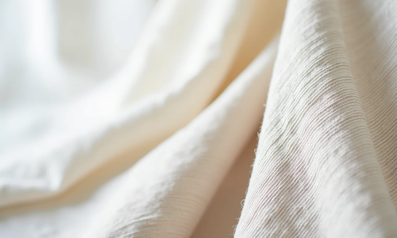 Amostras de tecidos: linho, algodão e voil.