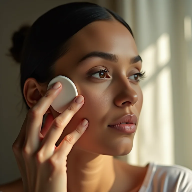 Aplicação de base leve e luminosa na pele madura.