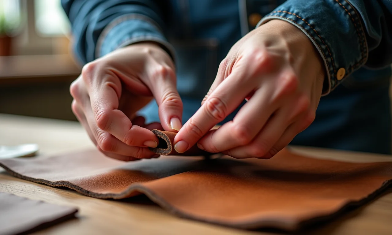 Aplicando hidratante em artesanato de couro.