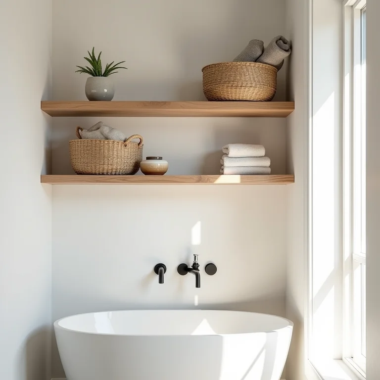 Aproveitamento do espaço vertical em banheiro pequeno