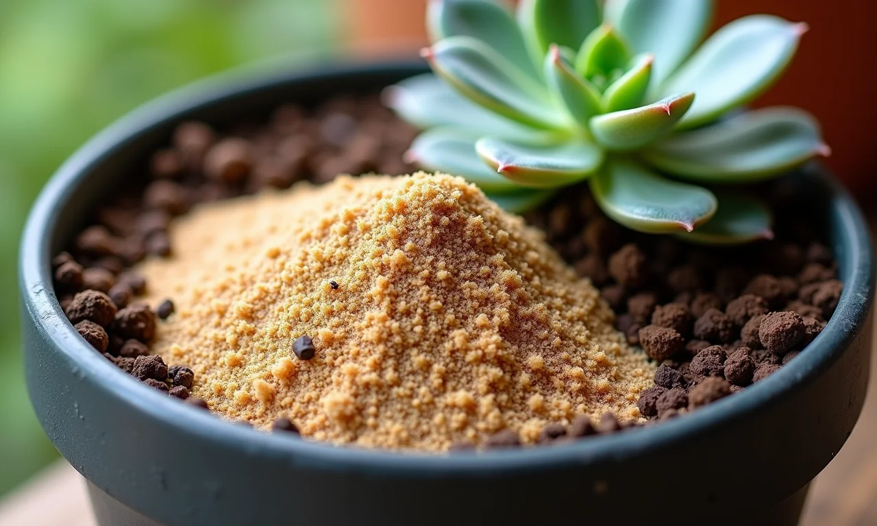 Areia grossa misturada ao solo, garantindo a drenagem perfeita.