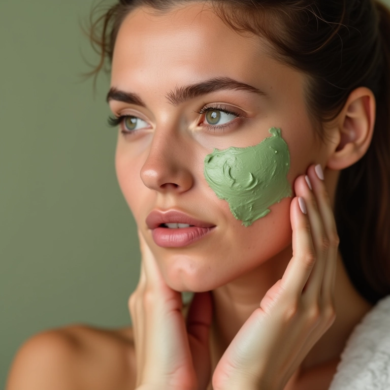 Argila verde acalmando pele irritada