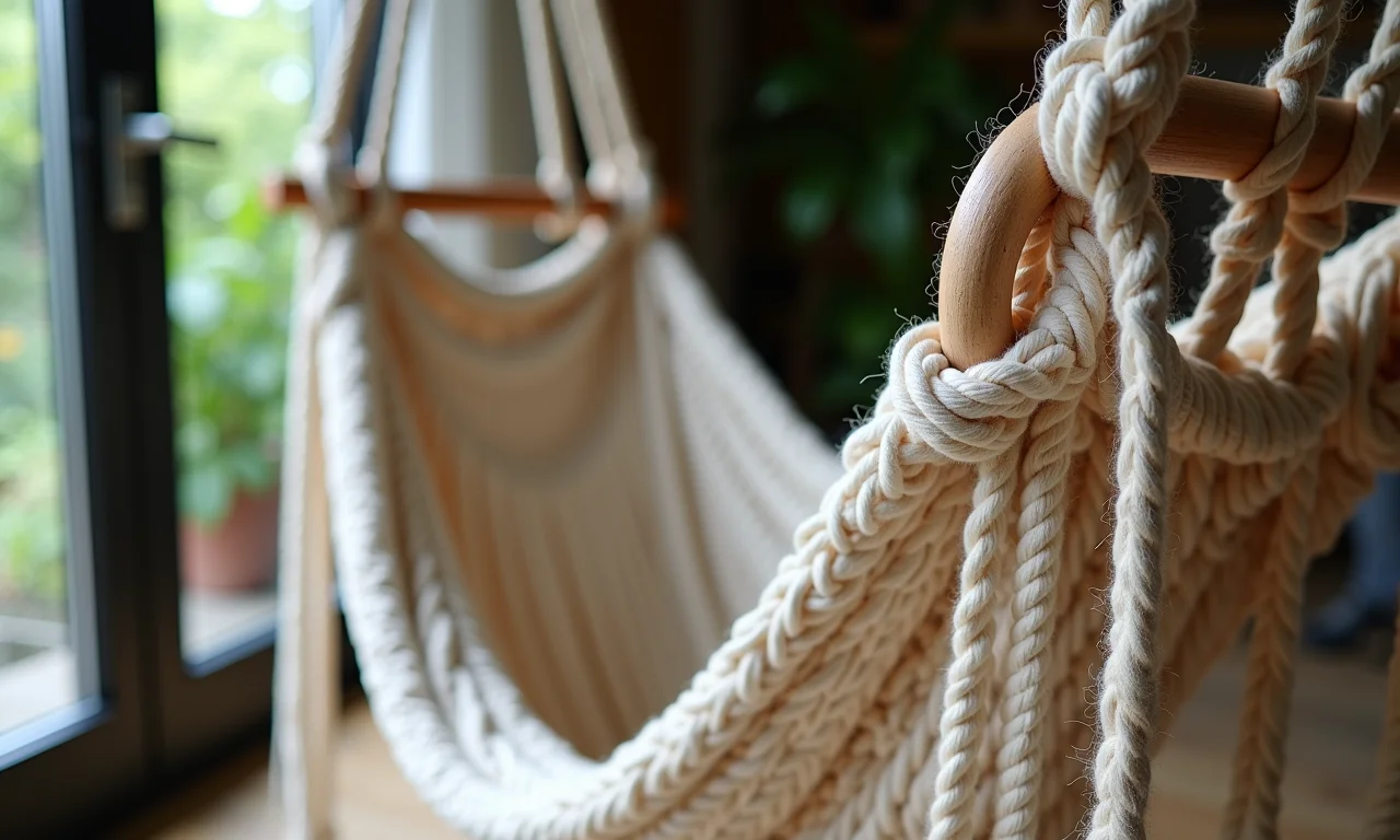 Argolas de madeira e metal para suporte de rede de macramê.