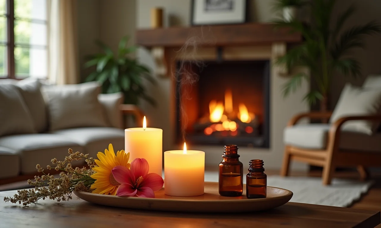 Aromas que criam uma atmosfera perfumada na sala.