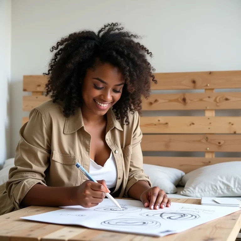 Arquiteta projetando cabeceira de pallet