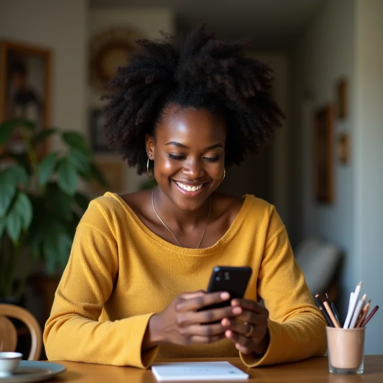 Artesã divulgando artesanato nas redes sociais