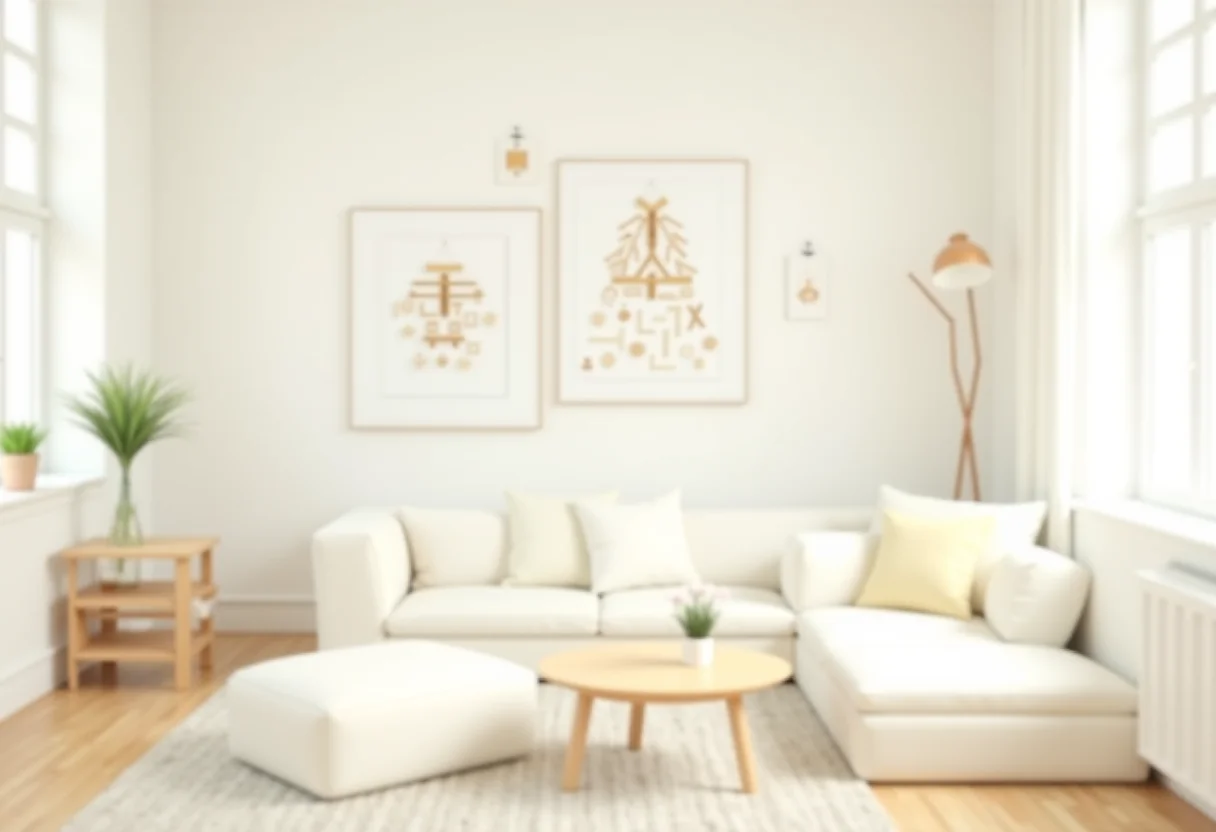 Artesanato criativo com prendedores de roupa em um ambiente moderno e iluminado