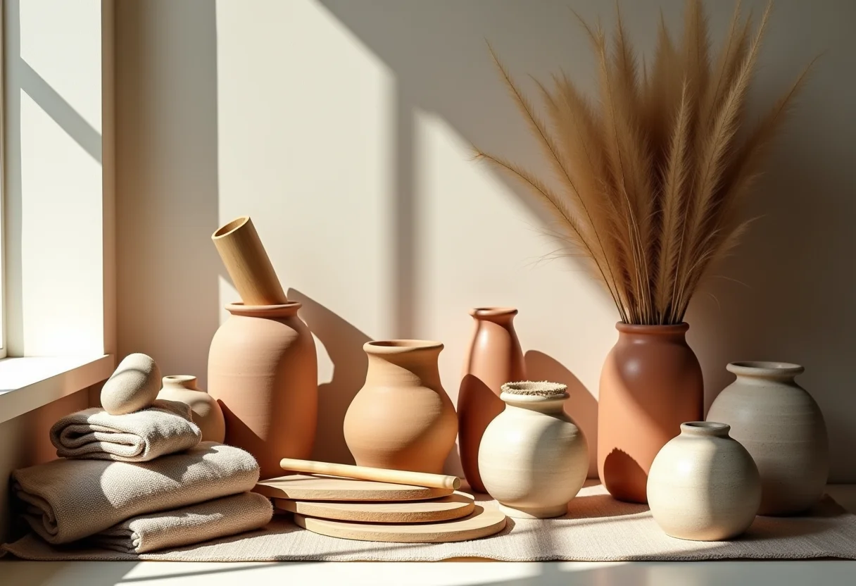 Artesanato diverso exposto em luz natural