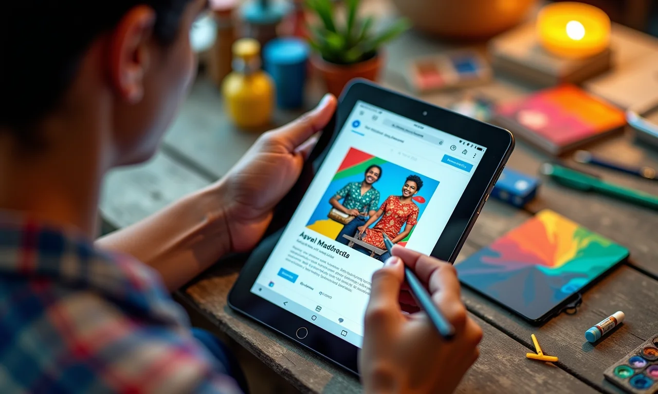 Artesão criando conteúdo para redes sociais.