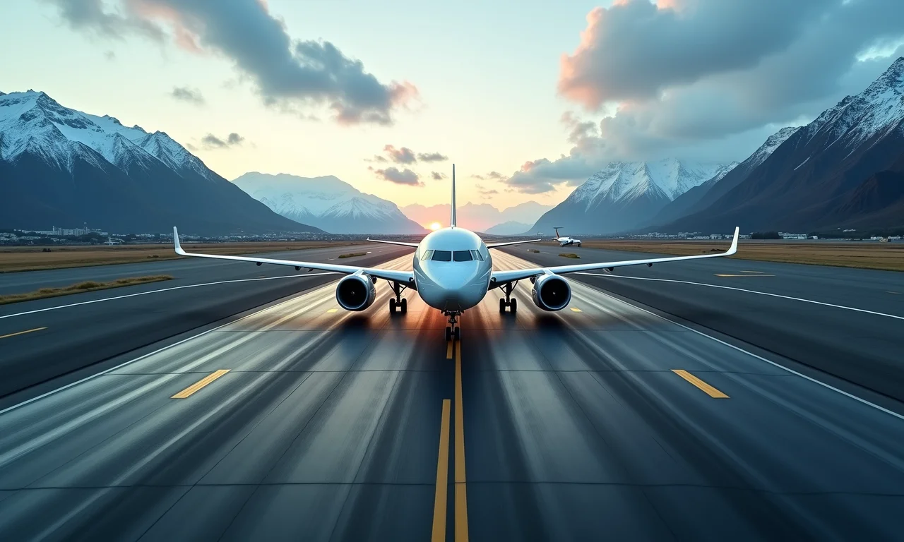 Avião chegando ao Aeroporto Internacional de Ushuaia.