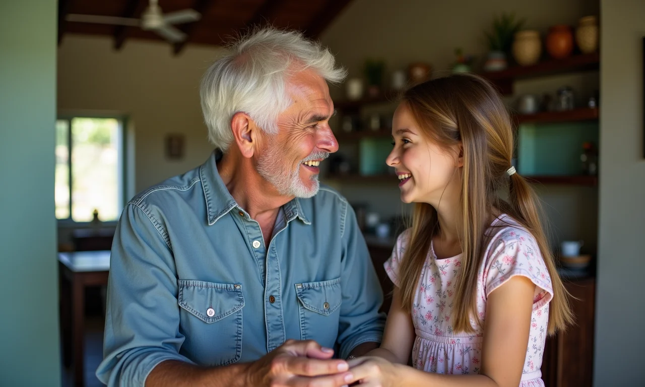 Avós e filha discutindo responsabilidades de forma equilibrada.
