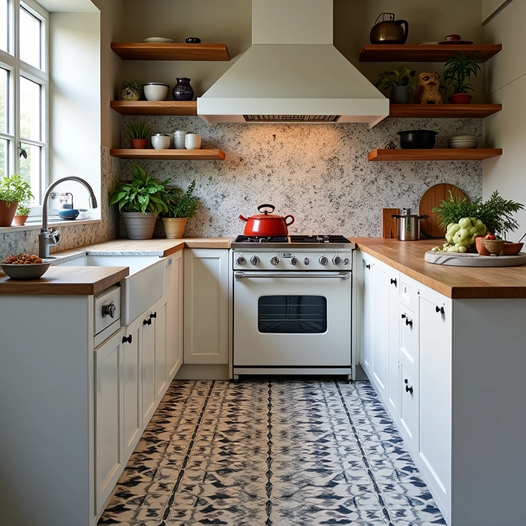 Azulejos portugueses personalizados em cozinha, design único.