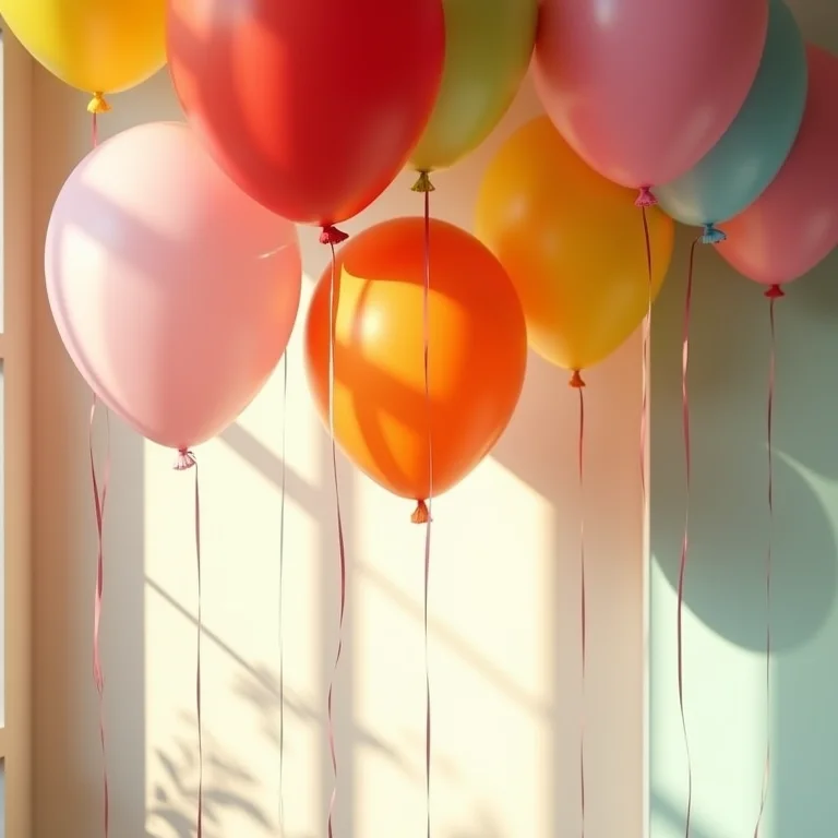Balões de papel coloridos pendurados no teto