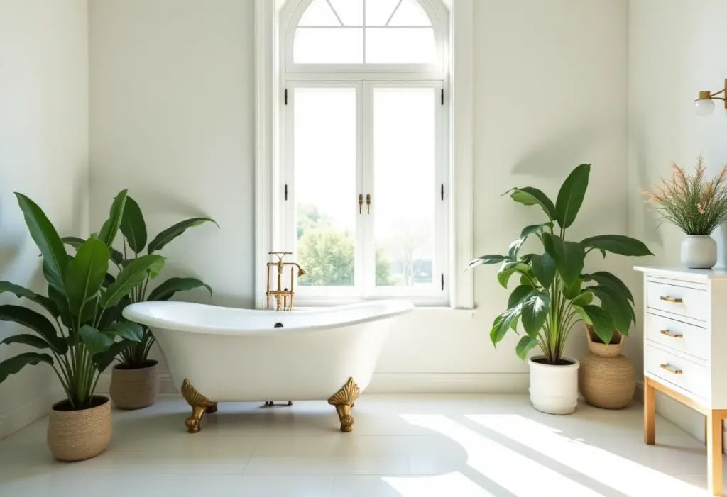 Decoração de Banheiro: 5 erros que você precisa evitar JÁ! Banheiro decorado com luz natural e plantas