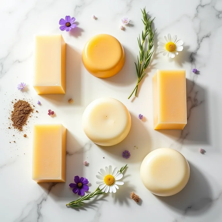 Barras de shampoo sólido artesanal com ingredientes naturais