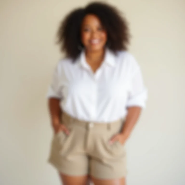 Bermuda de alfaiataria de cintura alta em corpo real