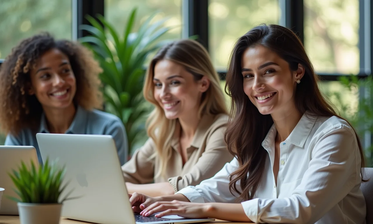 Blogueiras de beleza diversas colaborando em marketing de afiliados.