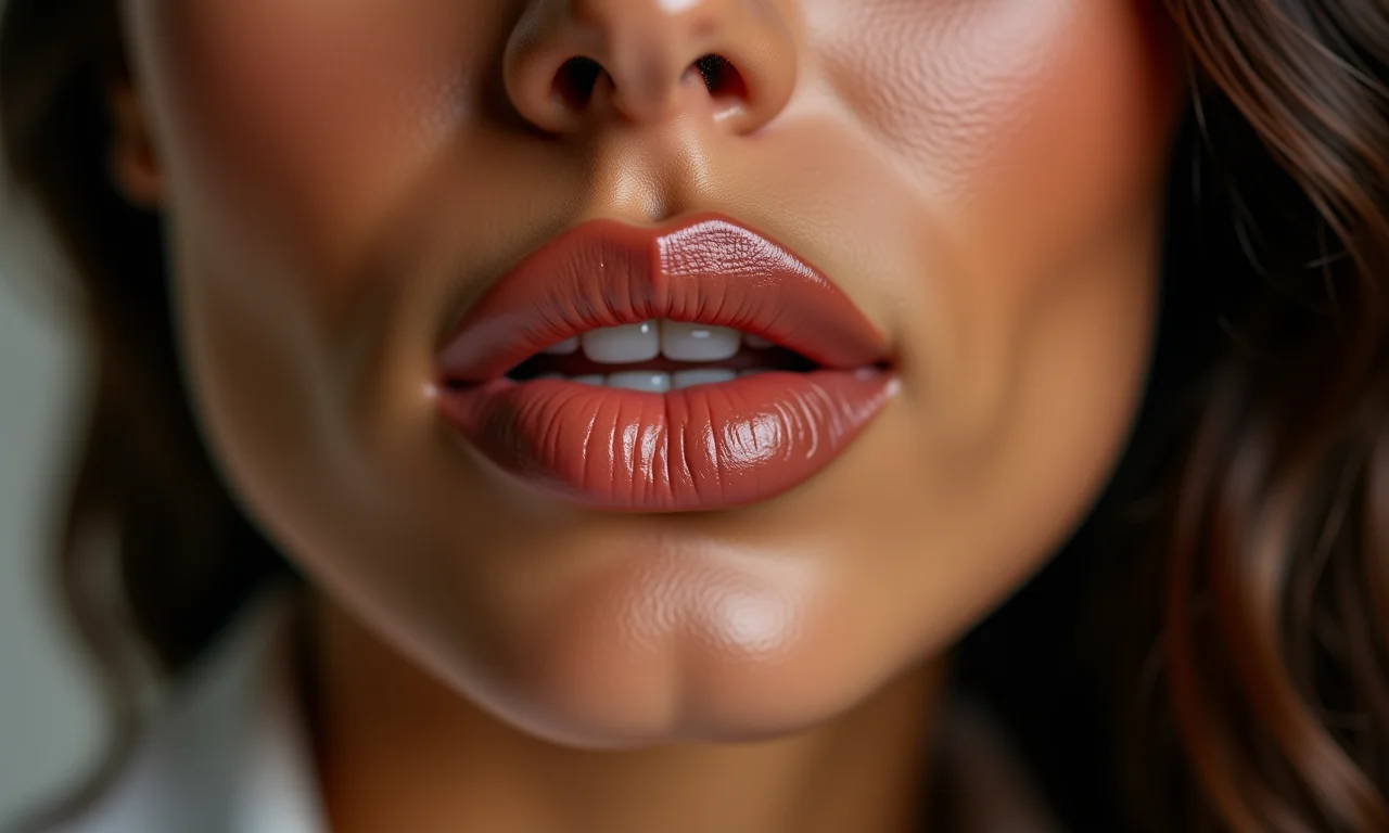 Boca nude com gloss para o Natal.