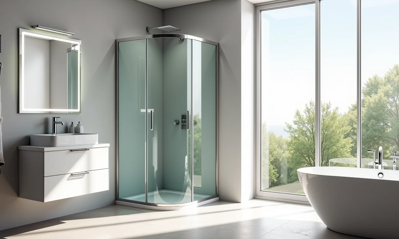 Box Elegance Blindex em banheiro bem iluminado.