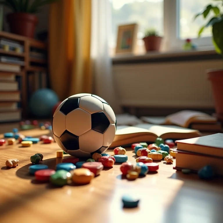 Brinquedos espalhados no chão de um quarto infantil