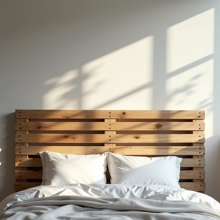 Cabeceira de pallet feita com madeira reciclada, representando a sustentabilidade.