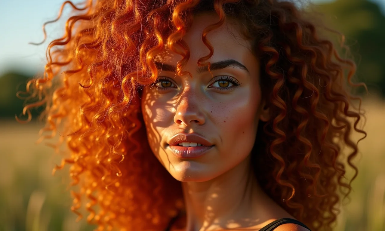 Cabelo cacheado acobreado, ousadia e charme.