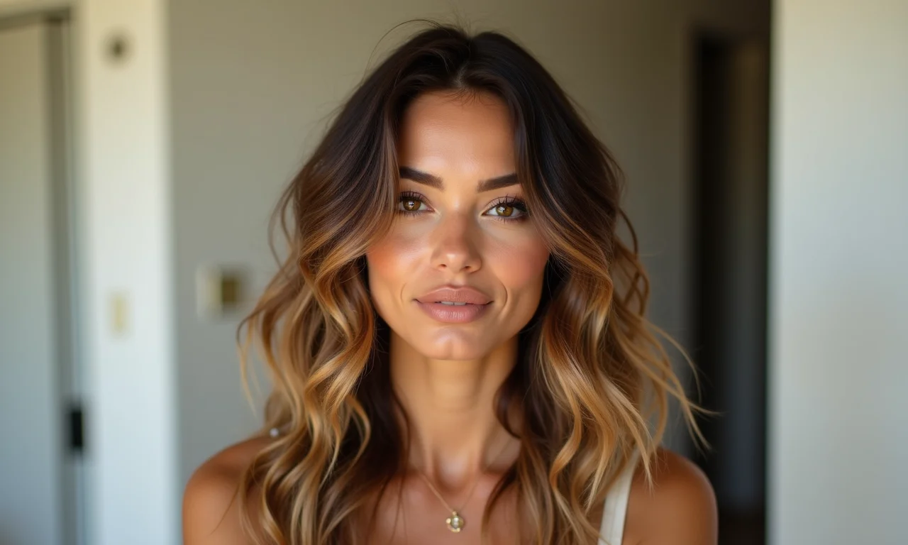 Cabelo iluminado doce de leite clássico, com tons sutis e elegantes.