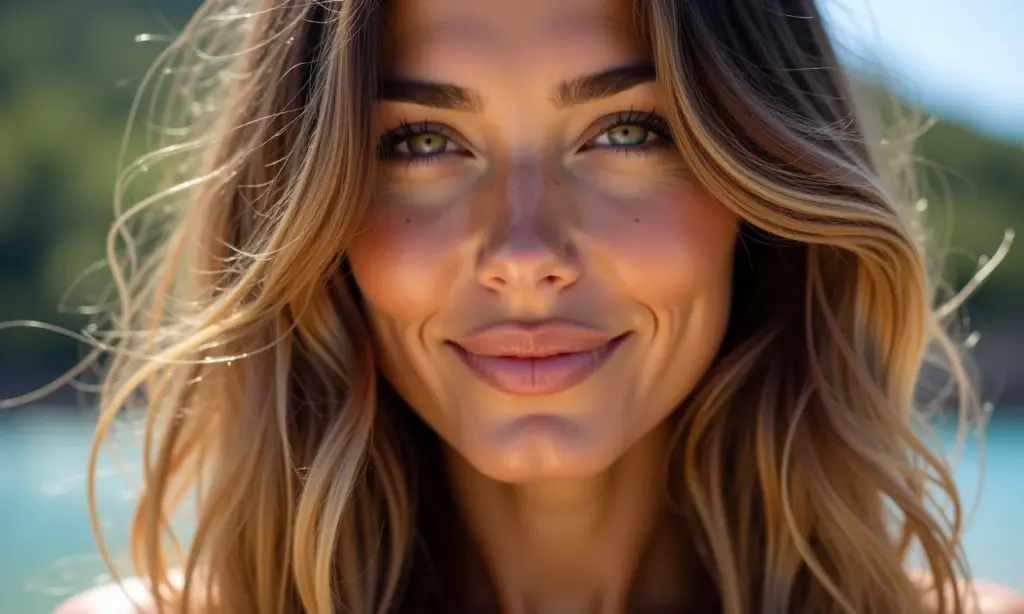 Cabelo morena iluminada doce de leite, com reflexos sutis e tons quentes.