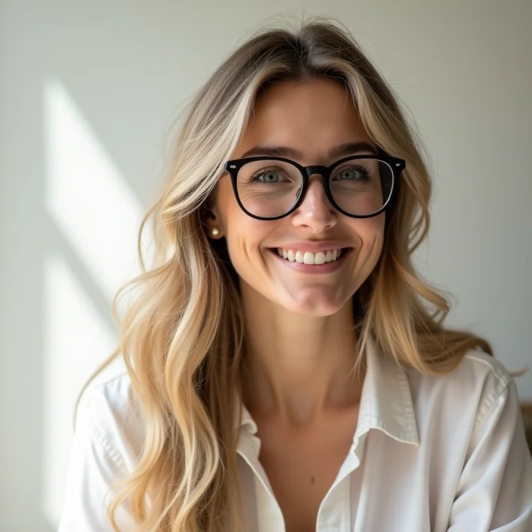 Cabelo solto com ondas e óculos