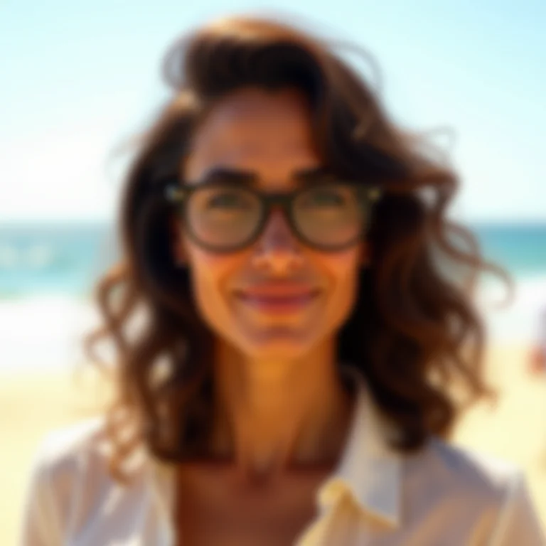 Cabelo solto e ondulado com óculos