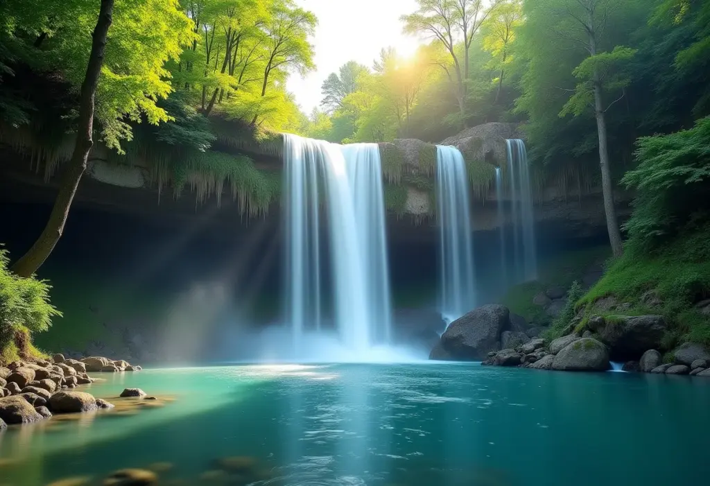 Banho de cachoeira: o ritual ancestral para renovar suas energias Cachoeira exuberante com água cristalina e vegetação verdejante