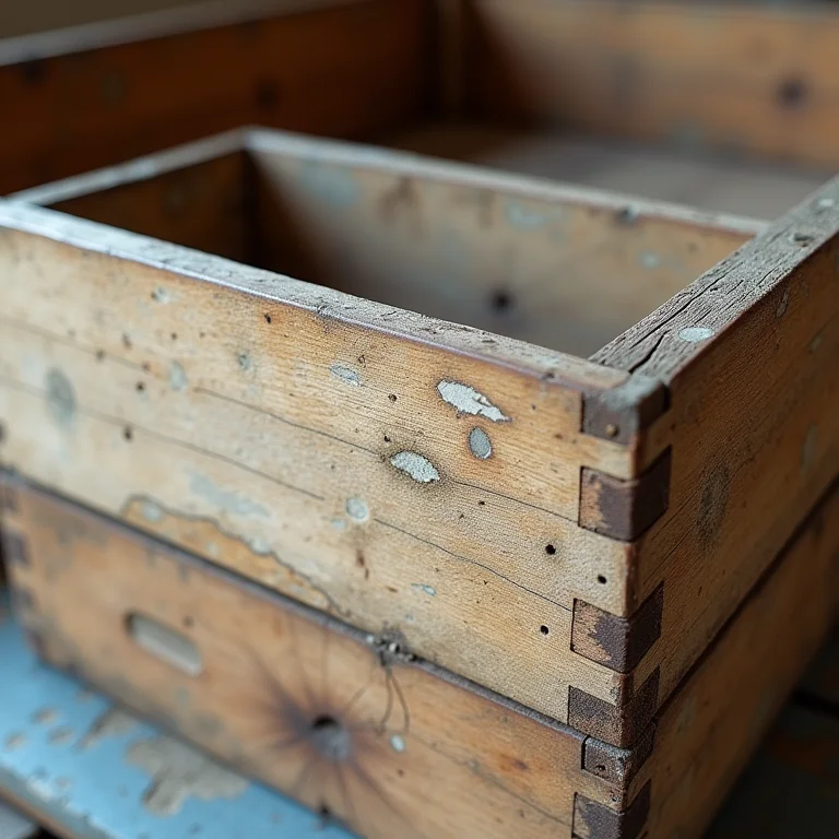 Caixote de feira sem verniz de proteção.