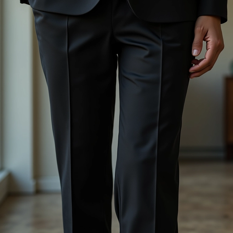 Calça de alfaiataria de crepe com textura sofisticada.