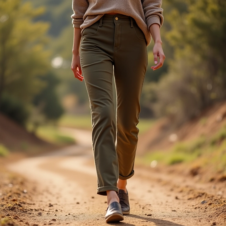 Calça de alfaiataria de sarja confortável e durável para o dia a dia.