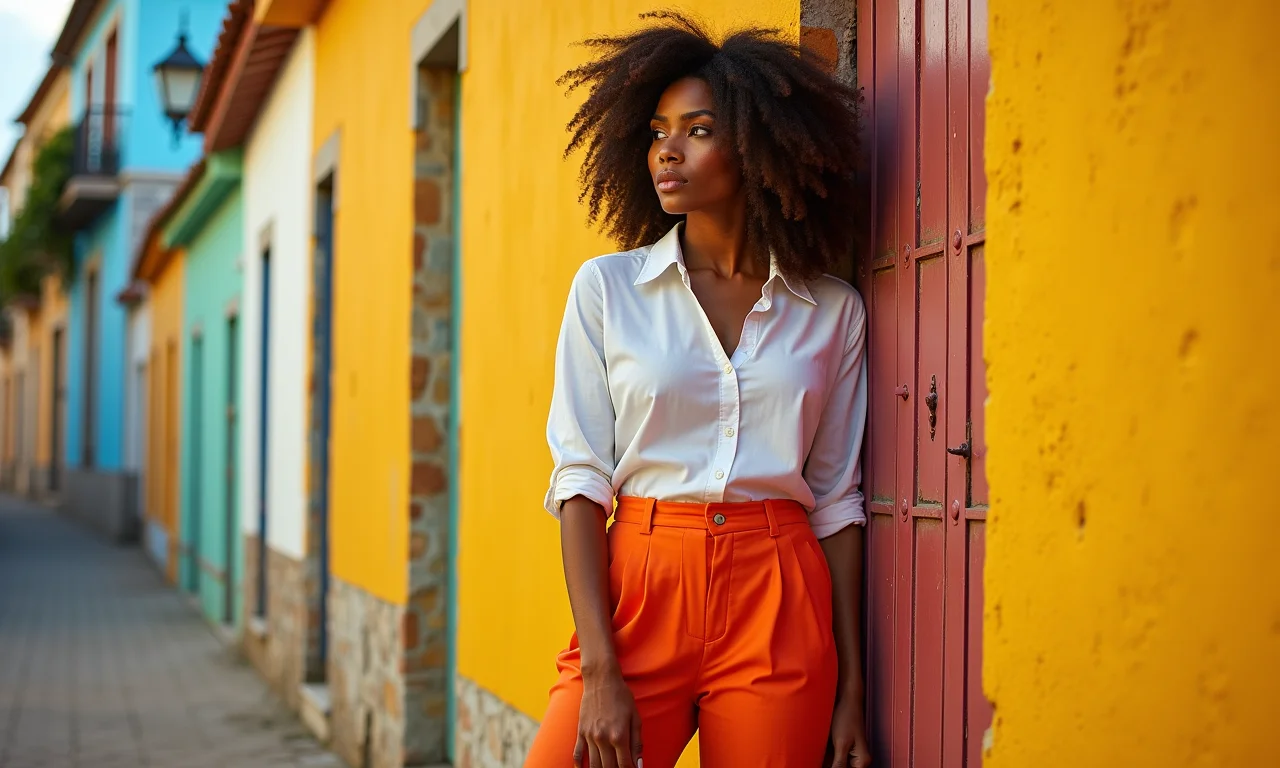 Calça de alfaiataria vibrante: sofisticação com cor.